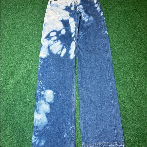 VTG 70s INSANE Lee Rider Talon Zip Slim Straight Bleached 26x34 Med Wash Jeans - Picture 10 of 10
